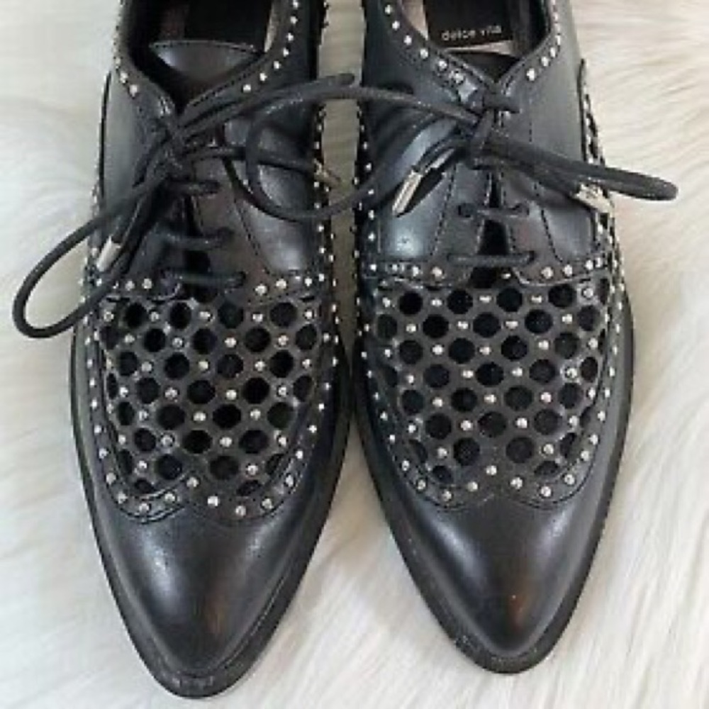 Dolce Vita Howell Womens Leather Studded Mesh Shoes Sz 8 Black
